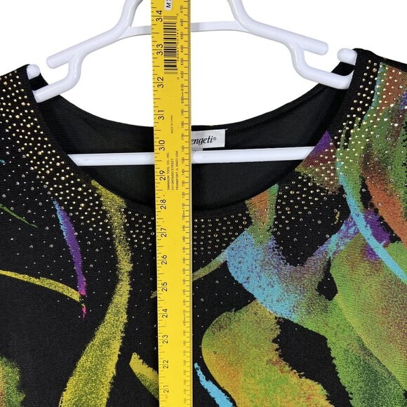 Serengeti Womens 2X Tunic Top Faceted  Stud Accents Yoke Abstract Design Artsy - Picture 10 of 15